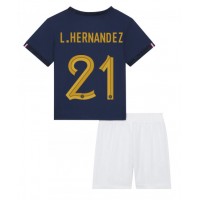 France Lucas Hernandez #21 Replica Home Minikit World Cup 2022 Short Sleeve (+ pants)